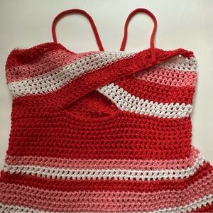 Red and Pink Crochet Dress
